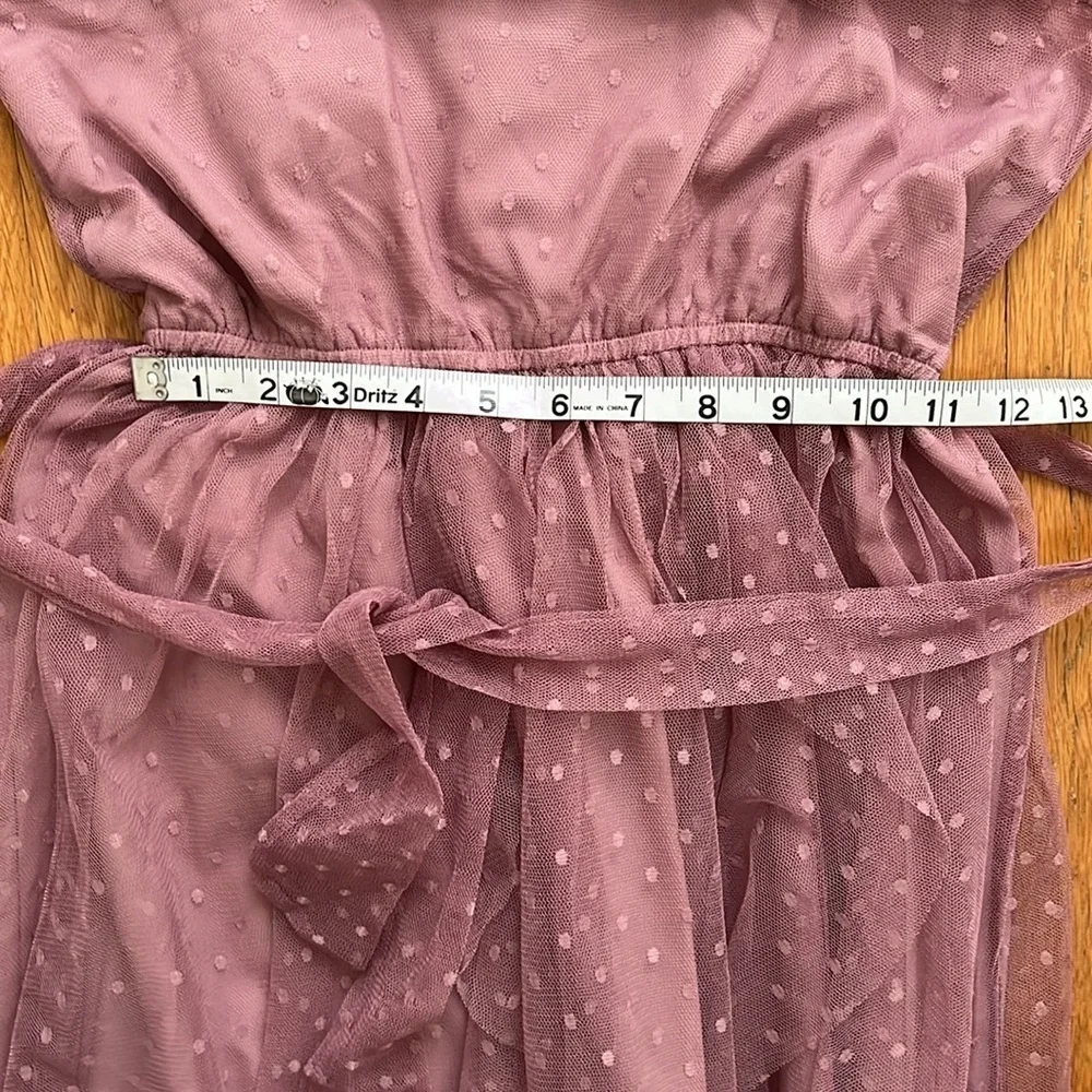 Mia Joy Joyfulie Dusty Rose Boho Mesh Overlay Asymmetrical Hem Maxi Dress